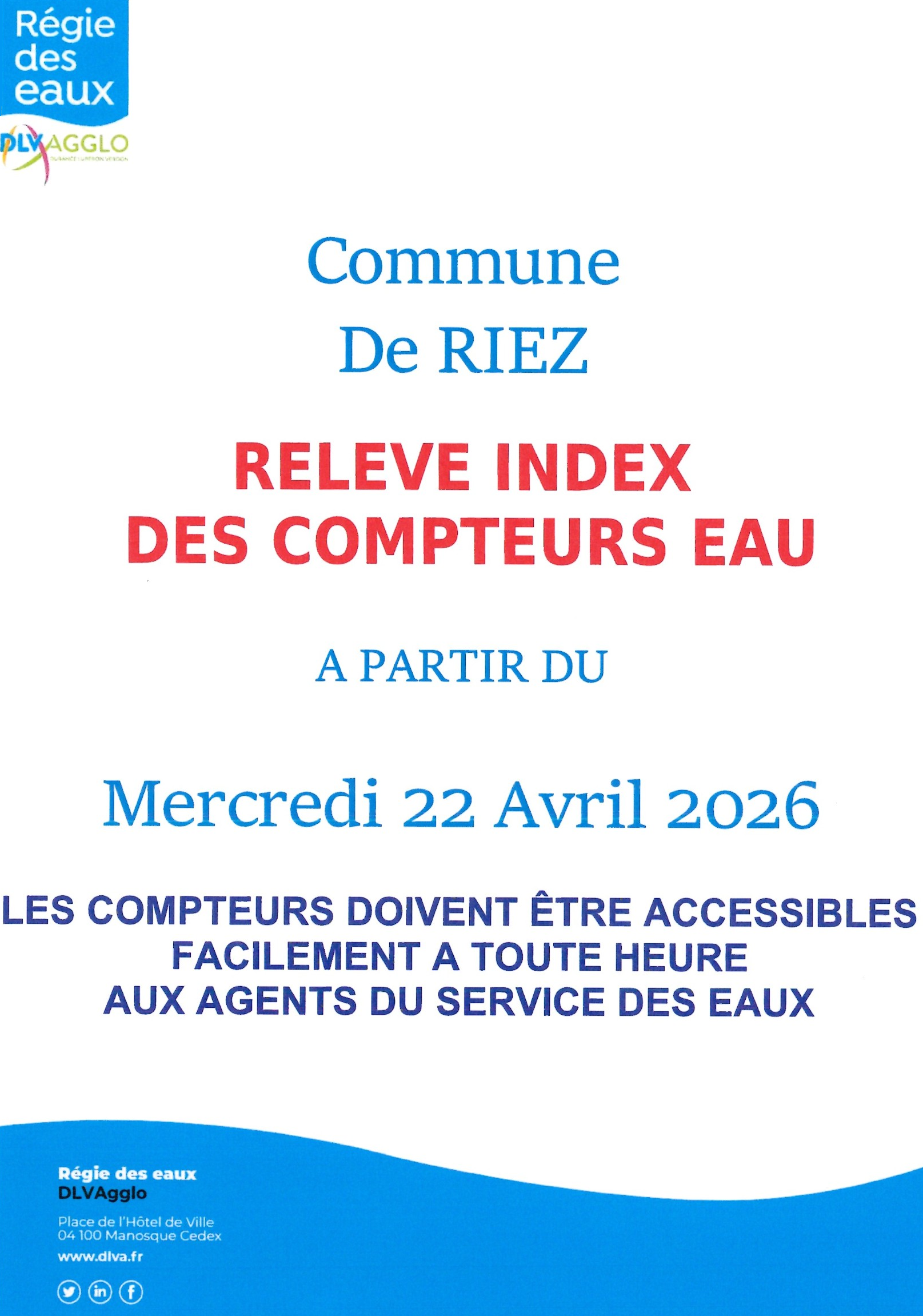 affiche compteurs d'eau dlva riez mars 2026