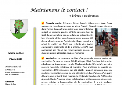 Maintenons le contact 1 2021