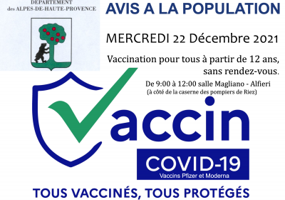 Le 22 décembre : Vaccination pour tous