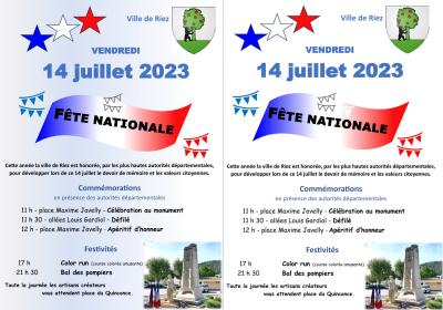 14 juillet Commémorations, course color run et bal des pompiers