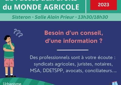 Journée d'accès au droit du monde agricole à Sisteron le 12 décembre AM