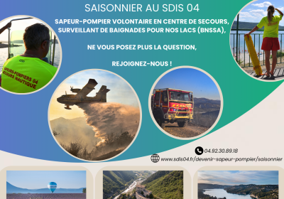 SAISONNIER AU SDIS 04 : sapeur-pompier et surveillant de baignades