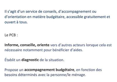 Le Point conseil budget : service d'accompagnement ou d'orientation gratuit
