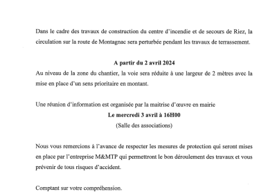 Construction Caserne : circulation perturbée à partir du 2 avril