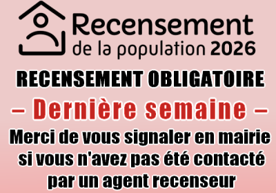 Dernièrement semaine pour le recensement obligatoire