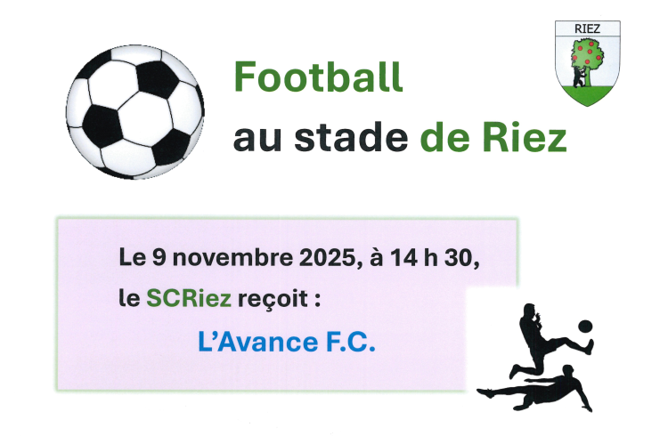 affiche rencontre du 9 novembre 2025 riez - l'avance - Match